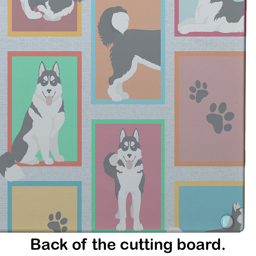 Lots of Siberian Husky Glass Cutting Board