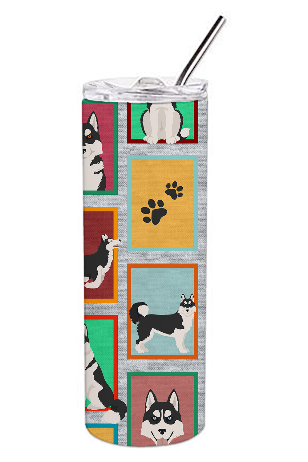 Lots of Siberian Husky Stainless Steel Skinny Tumbler