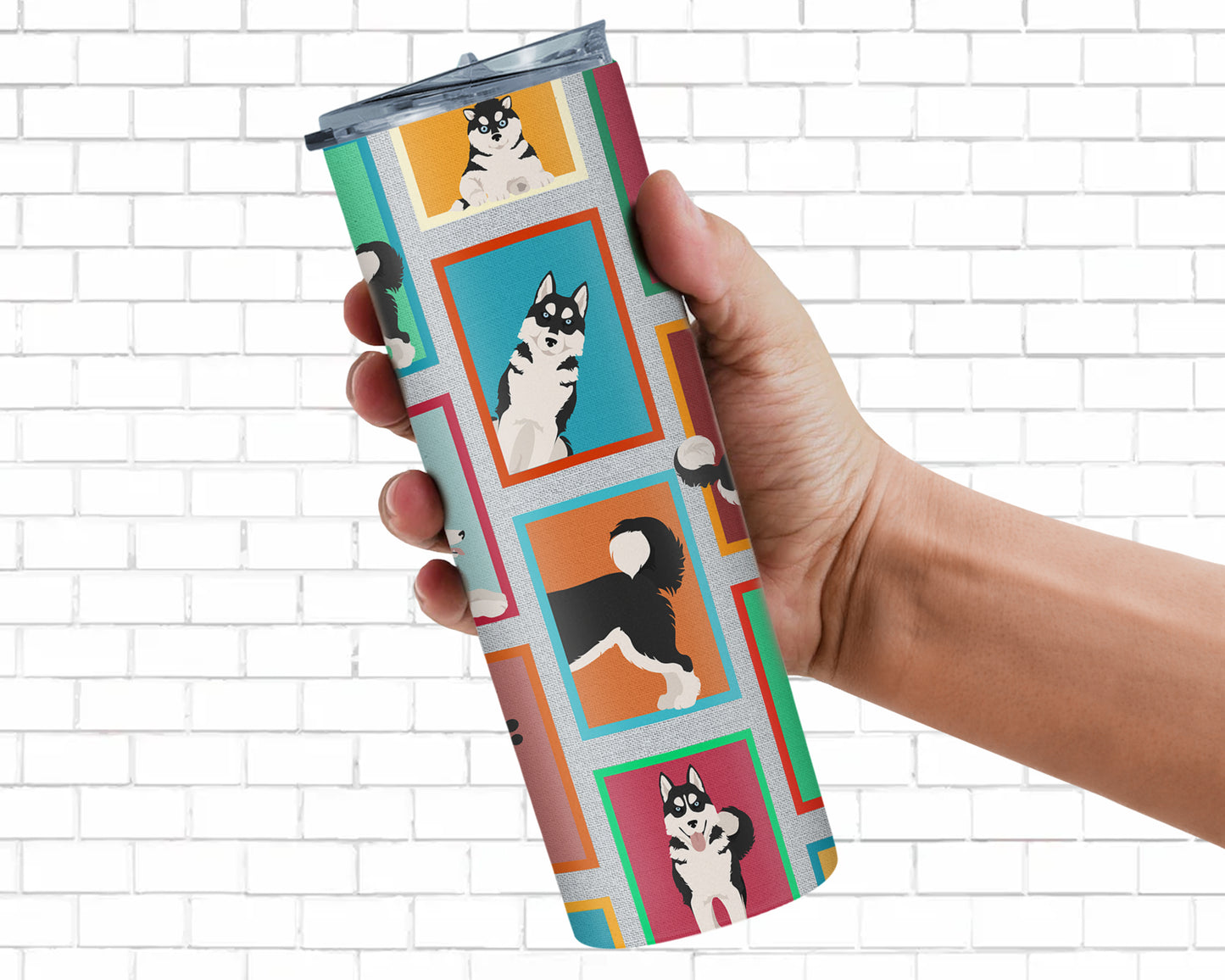 Lots of Siberian Husky Stainless Steel Skinny Tumbler