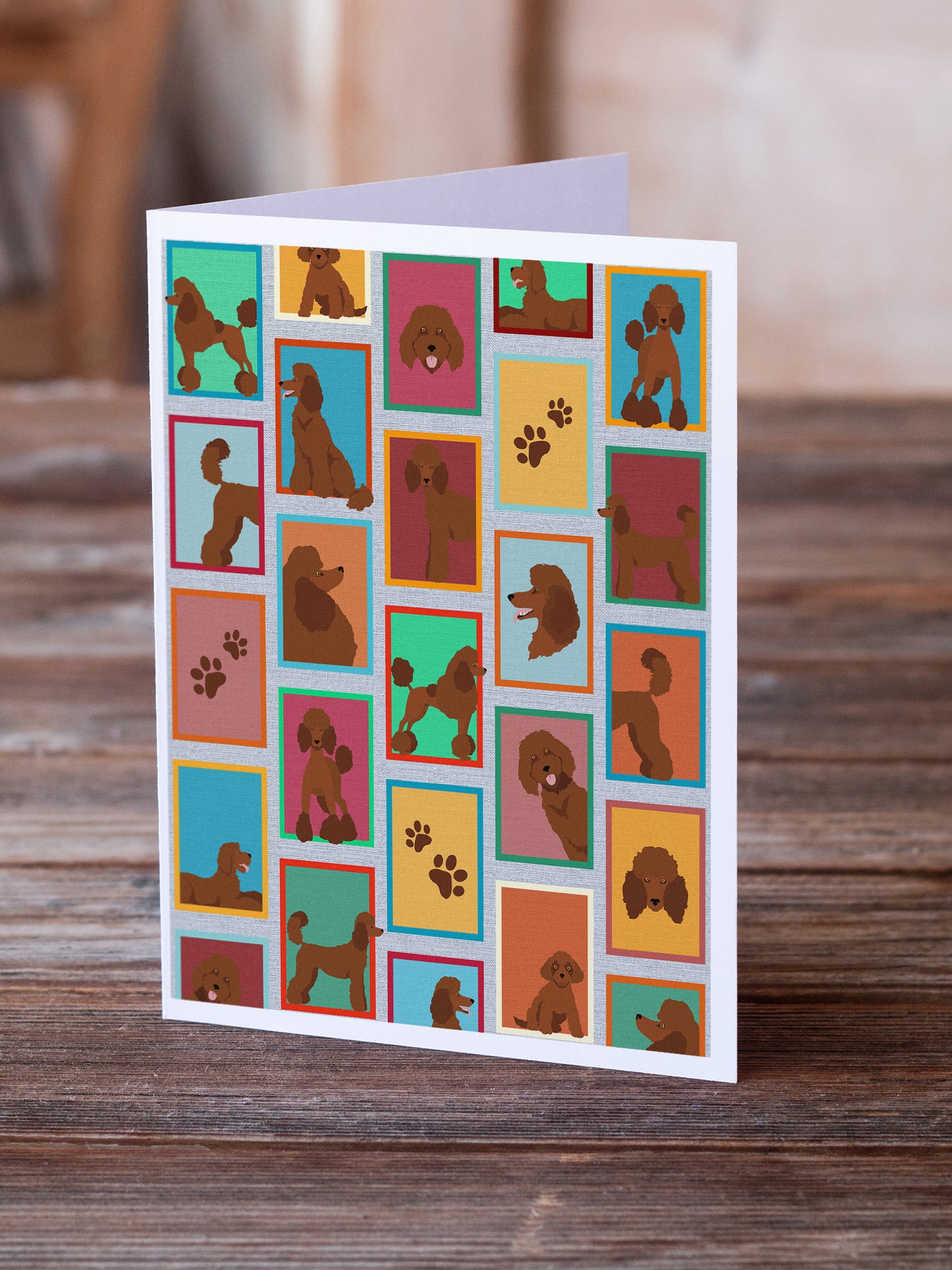 Lots of Chocolate Standard Poodle Greeting Cards Pack of 8