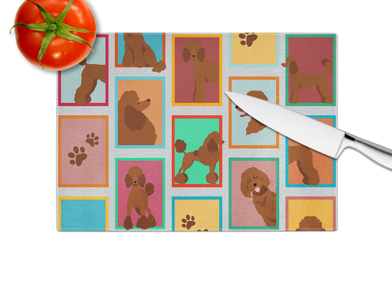 Lots of Chocolate Standard Poodle Glass Cutting Board