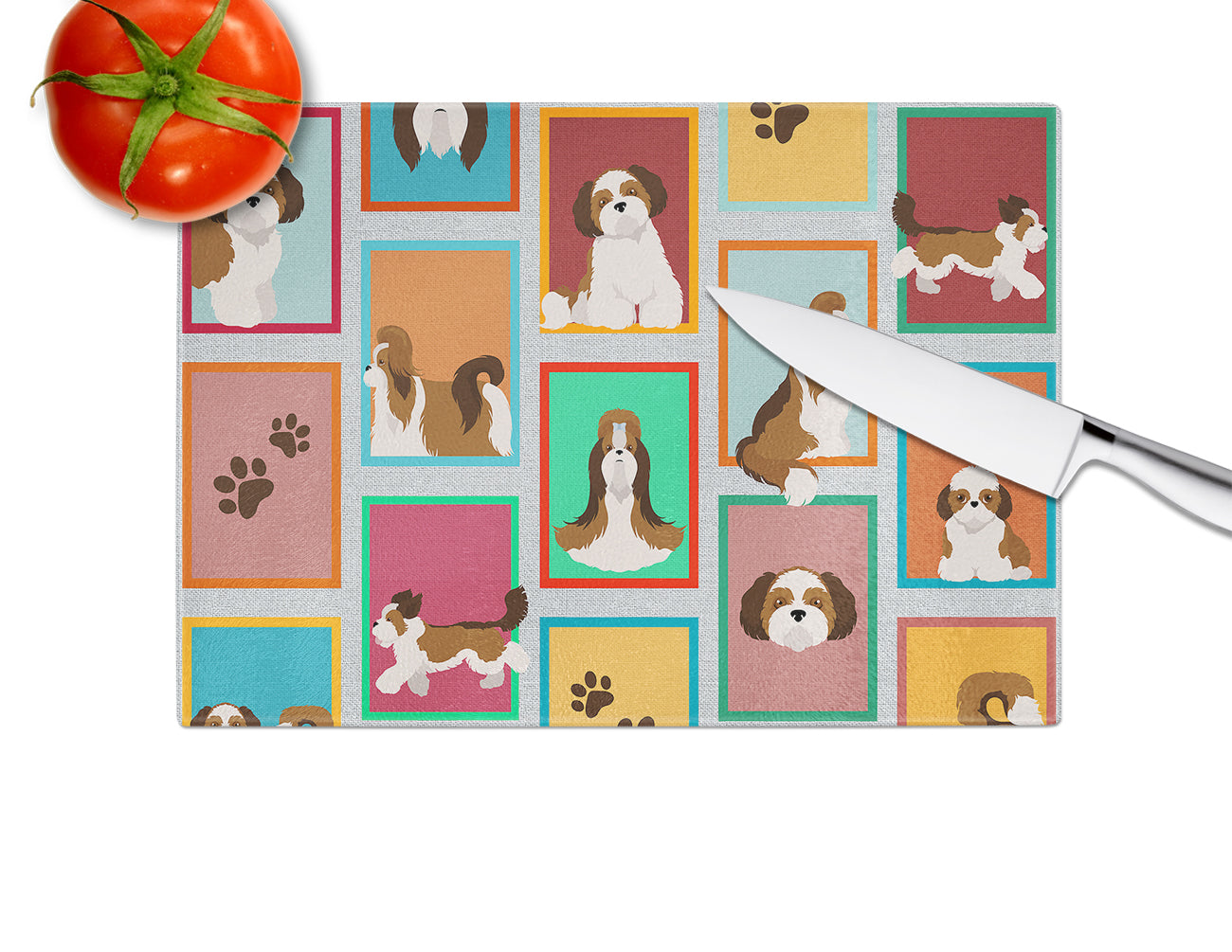 Lots of Shih Tzu Glass Cutting Board