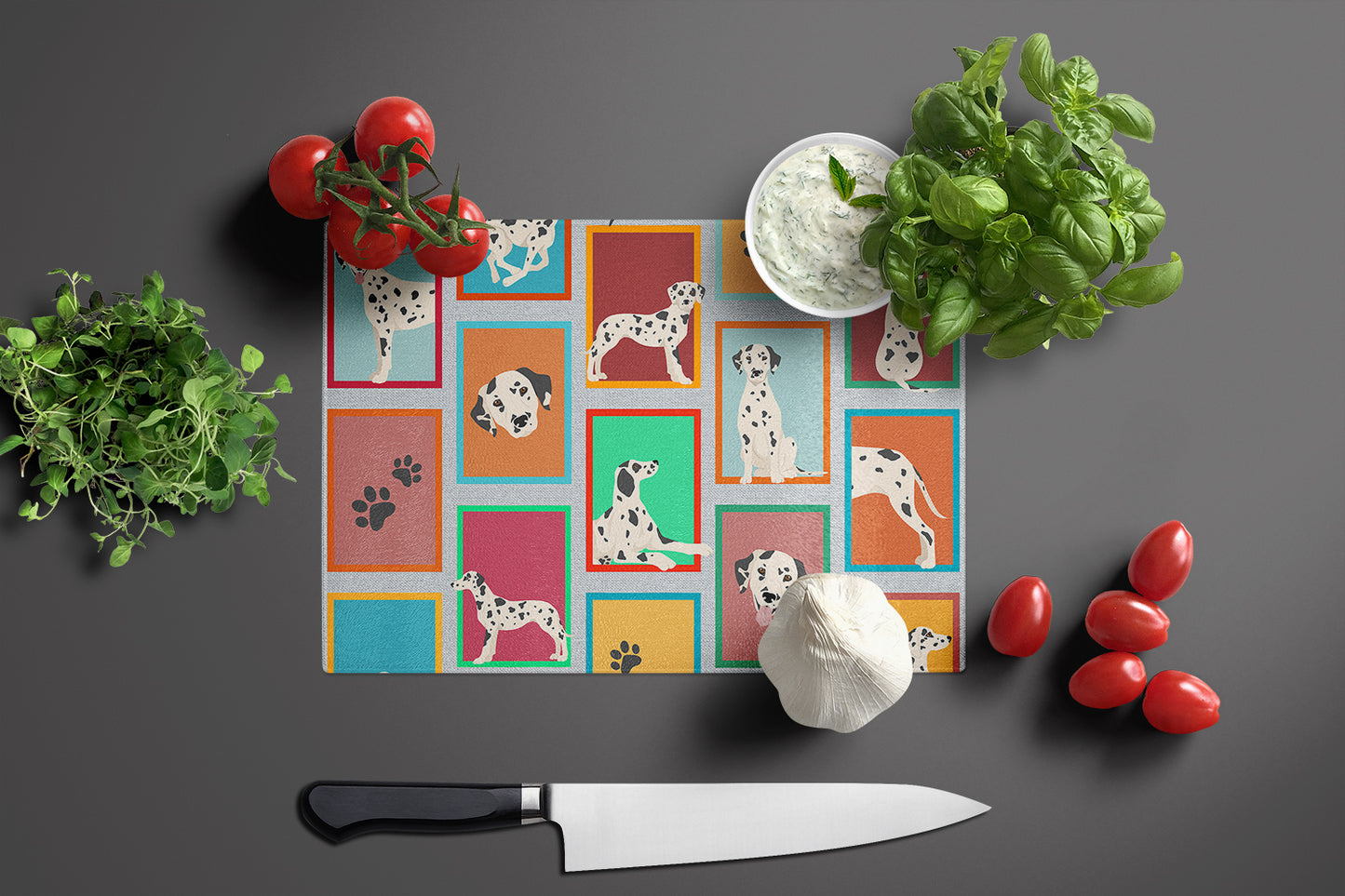 Lots of Dalmatian Glass Cutting Board