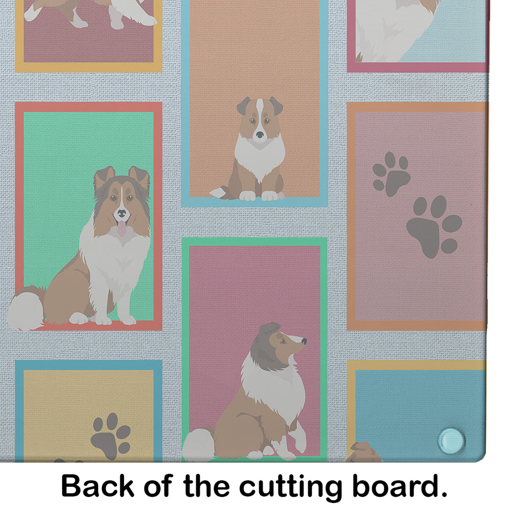 Lots of Sheltie Glass Cutting Board