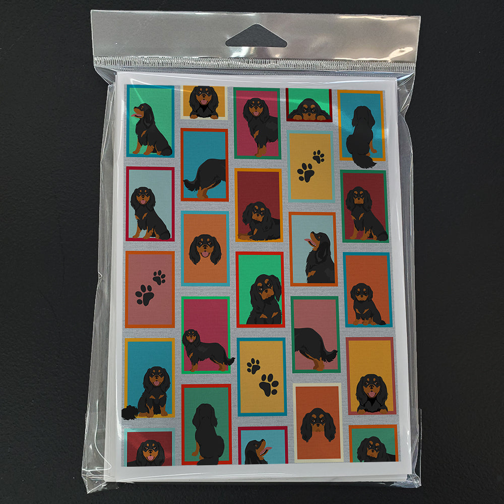 Lots of Black and Tan Cavalier King Charles Spaniel Greeting Cards Pack of 8