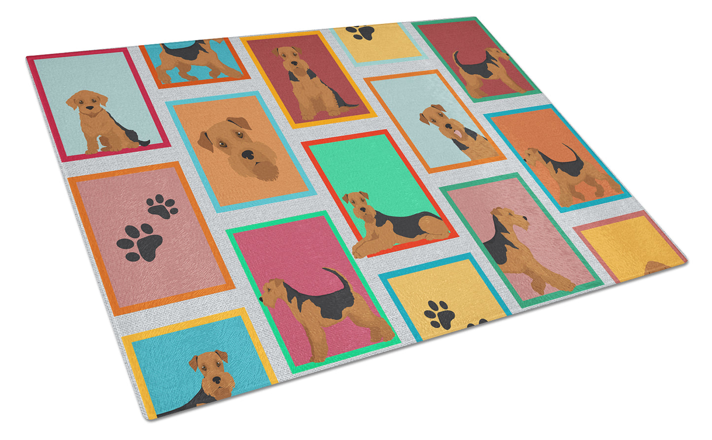 Buy this Lots of Airedale Terrier Glass Cutting Board