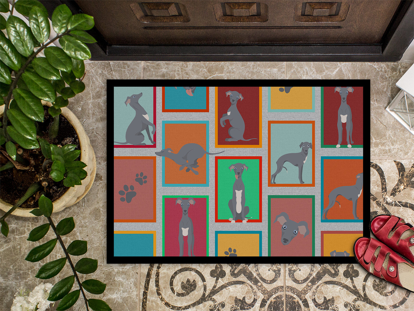 Lots of Italian Greyhound Doormat