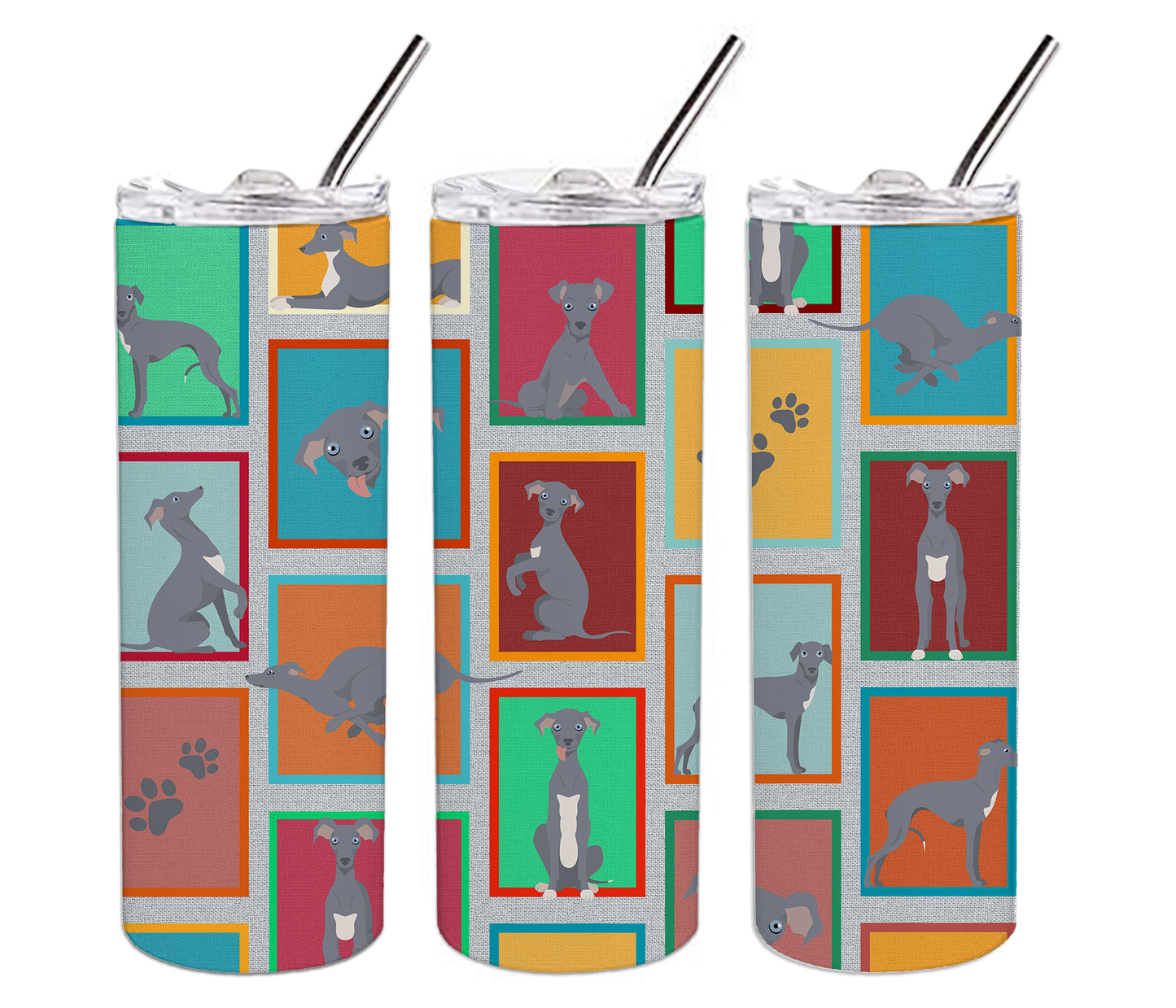 Lots of Italian Greyhound Stainless Steel Skinny Tumbler