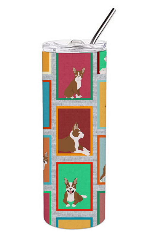 Buy this Lots of Red Boston Terrier Stainless Steel Skinny Tumbler