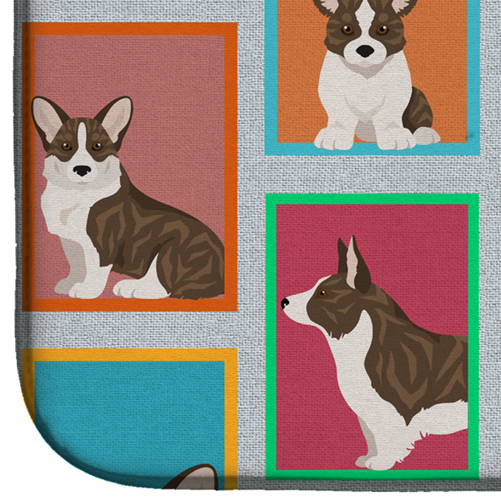 Lots of Brindle Cardigan Corgi Dish Drying Mat