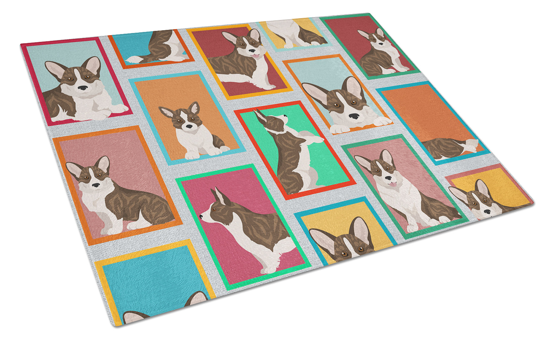 Buy this Lots of Brindle Cardigan Corgi Glass Cutting Board