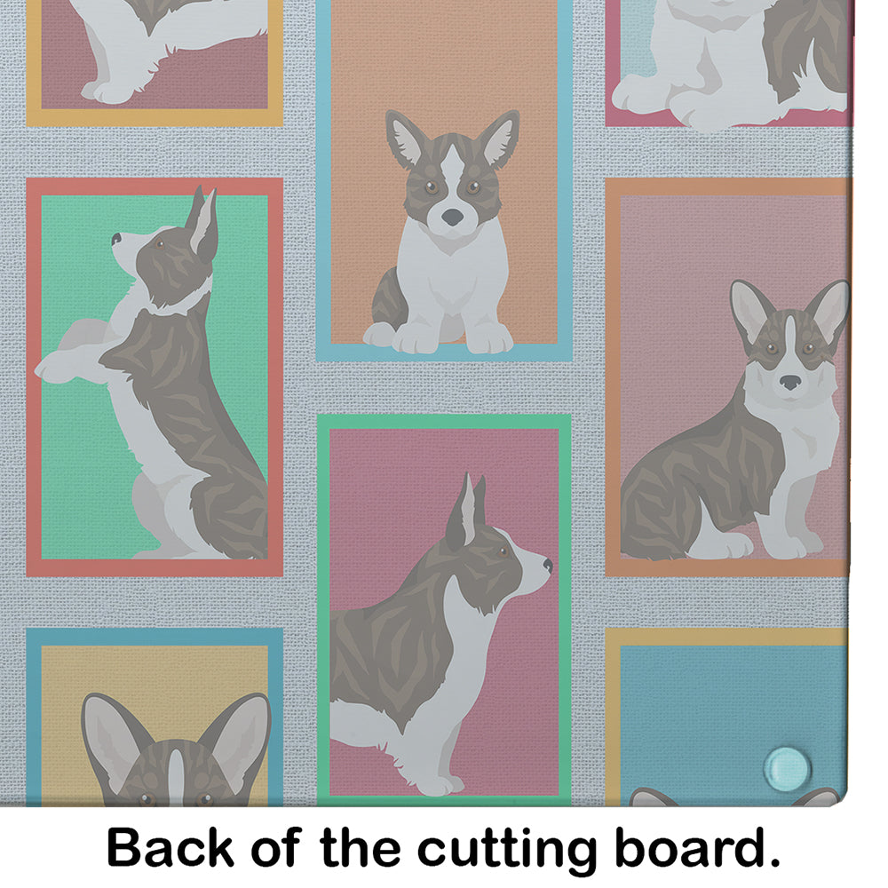 Lots of Brindle Cardigan Corgi Glass Cutting Board