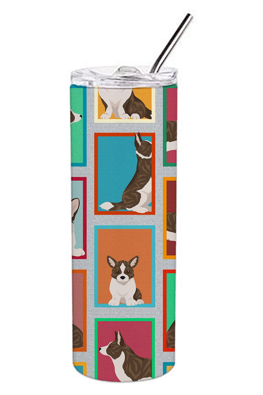 Lots of Brindle Cardigan Corgi Stainless Steel Skinny Tumbler