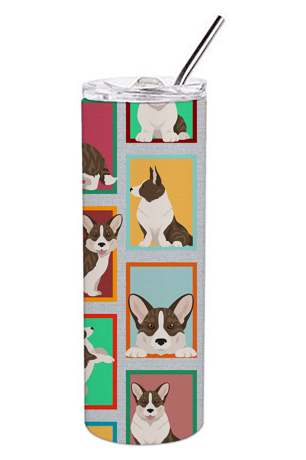 Lots of Brindle Cardigan Corgi Stainless Steel Skinny Tumbler