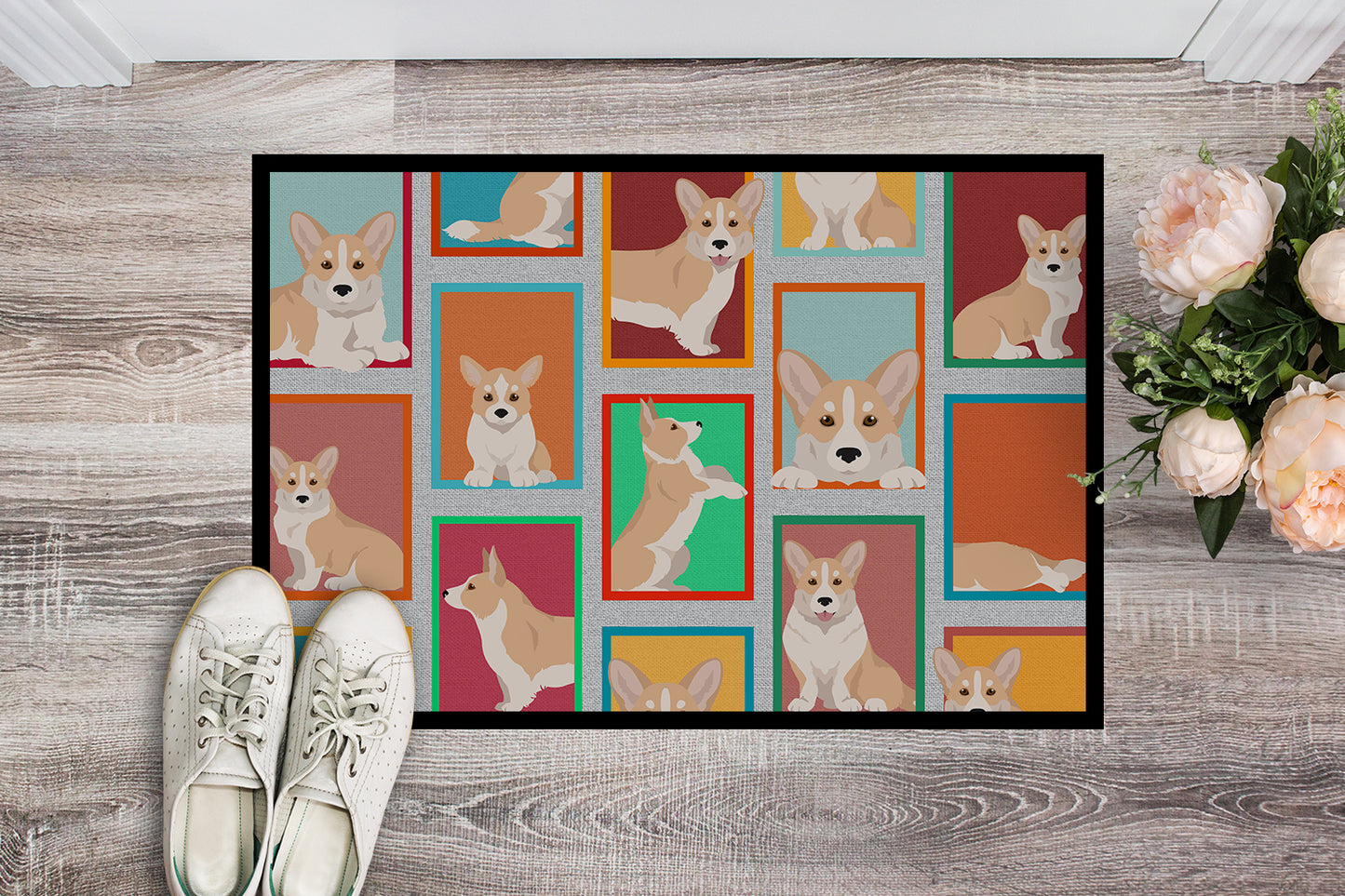 Lots of Fawn Cardigan Corgi Doormat