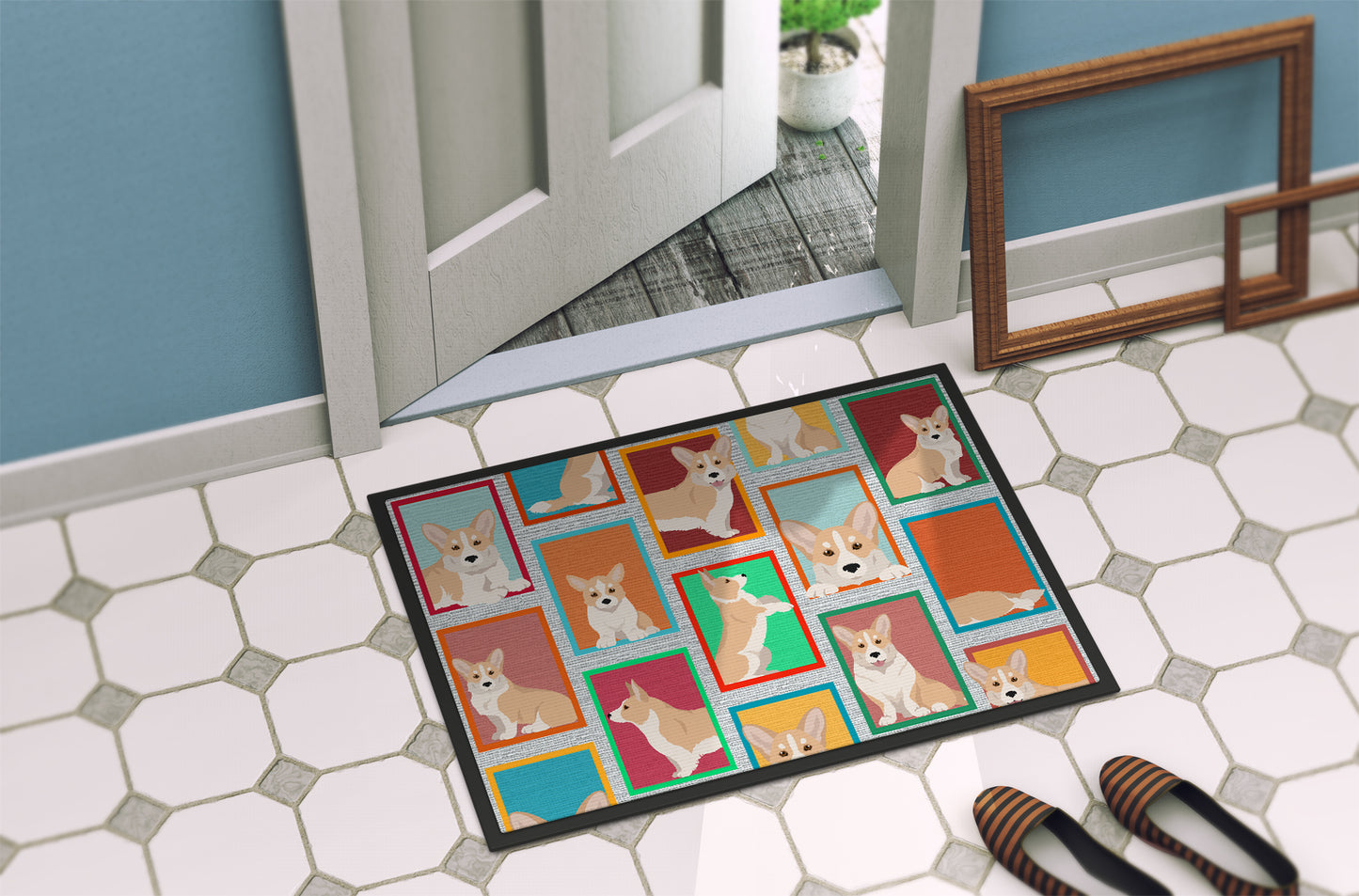 Lots of Fawn Cardigan Corgi Doormat