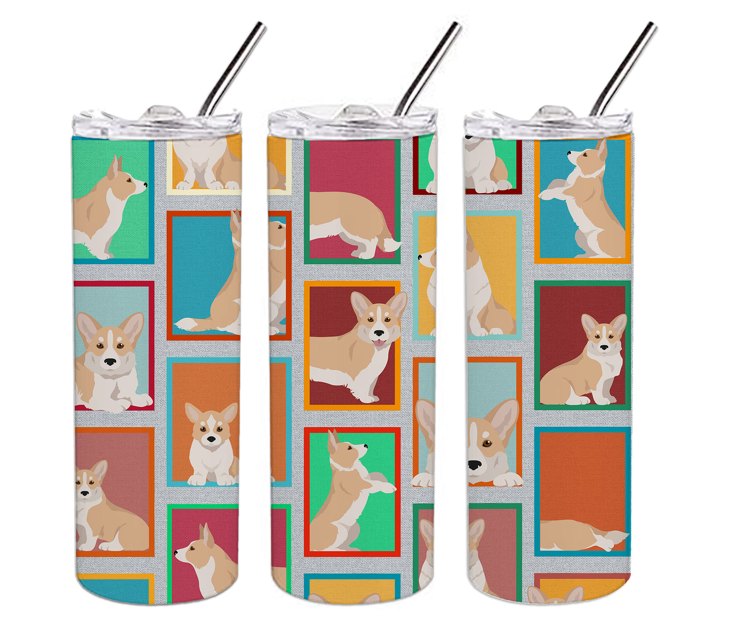 Lots of Fawn Cardigan Corgi Stainless Steel Skinny Tumbler