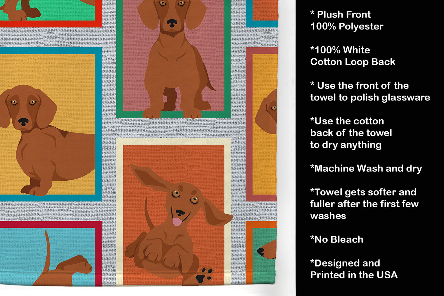 Lots of Red Dachshund Kitchen Towel