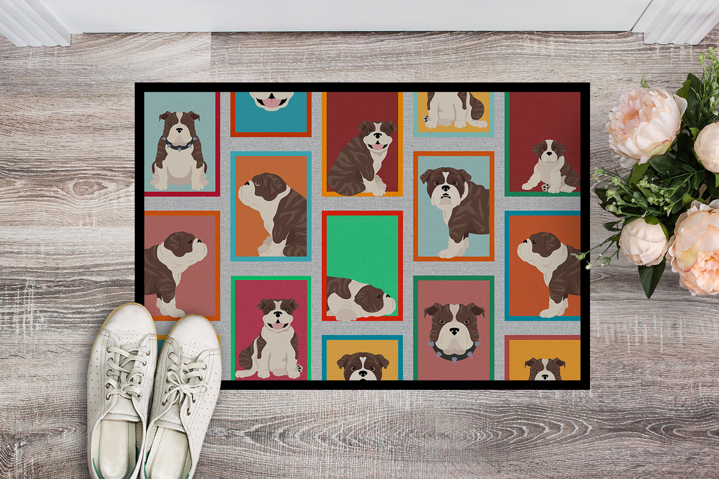 Lots of Brindle English Bulldog Doormat