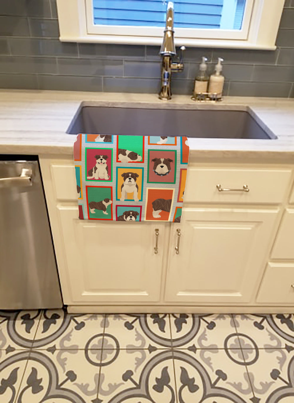 Lots of Brindle English Bulldog Kitchen Towel