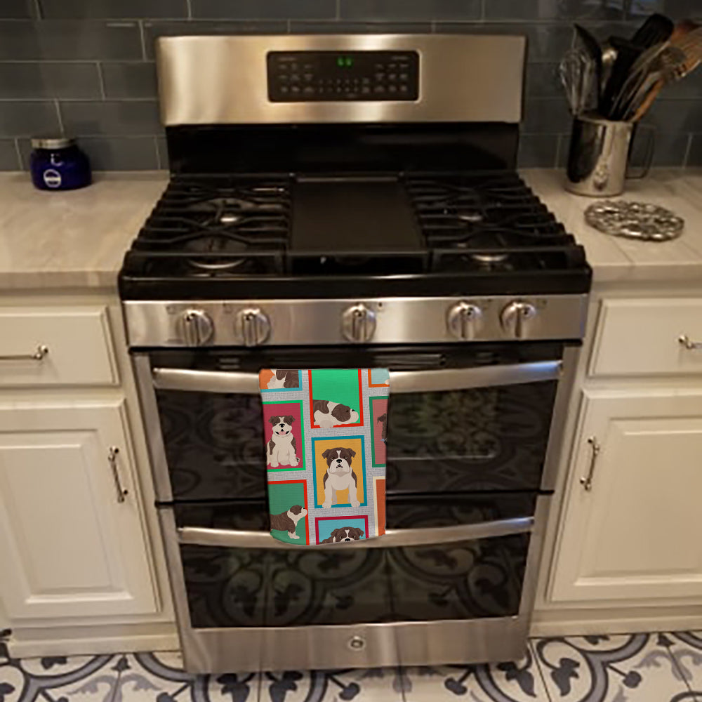 Lots of Brindle English Bulldog Kitchen Towel
