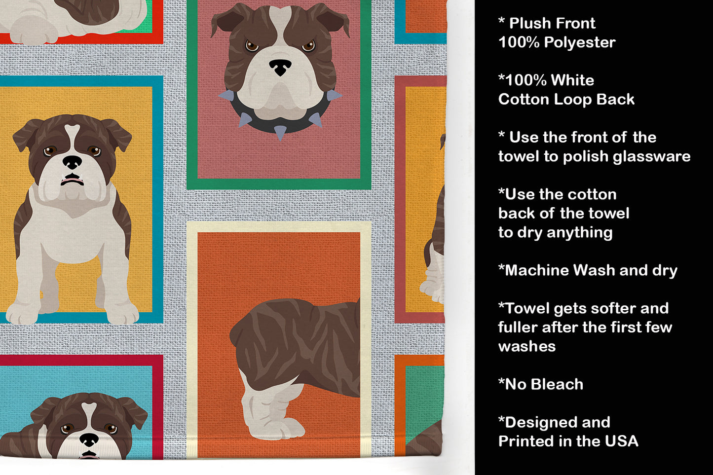 Lots of Brindle English Bulldog Kitchen Towel