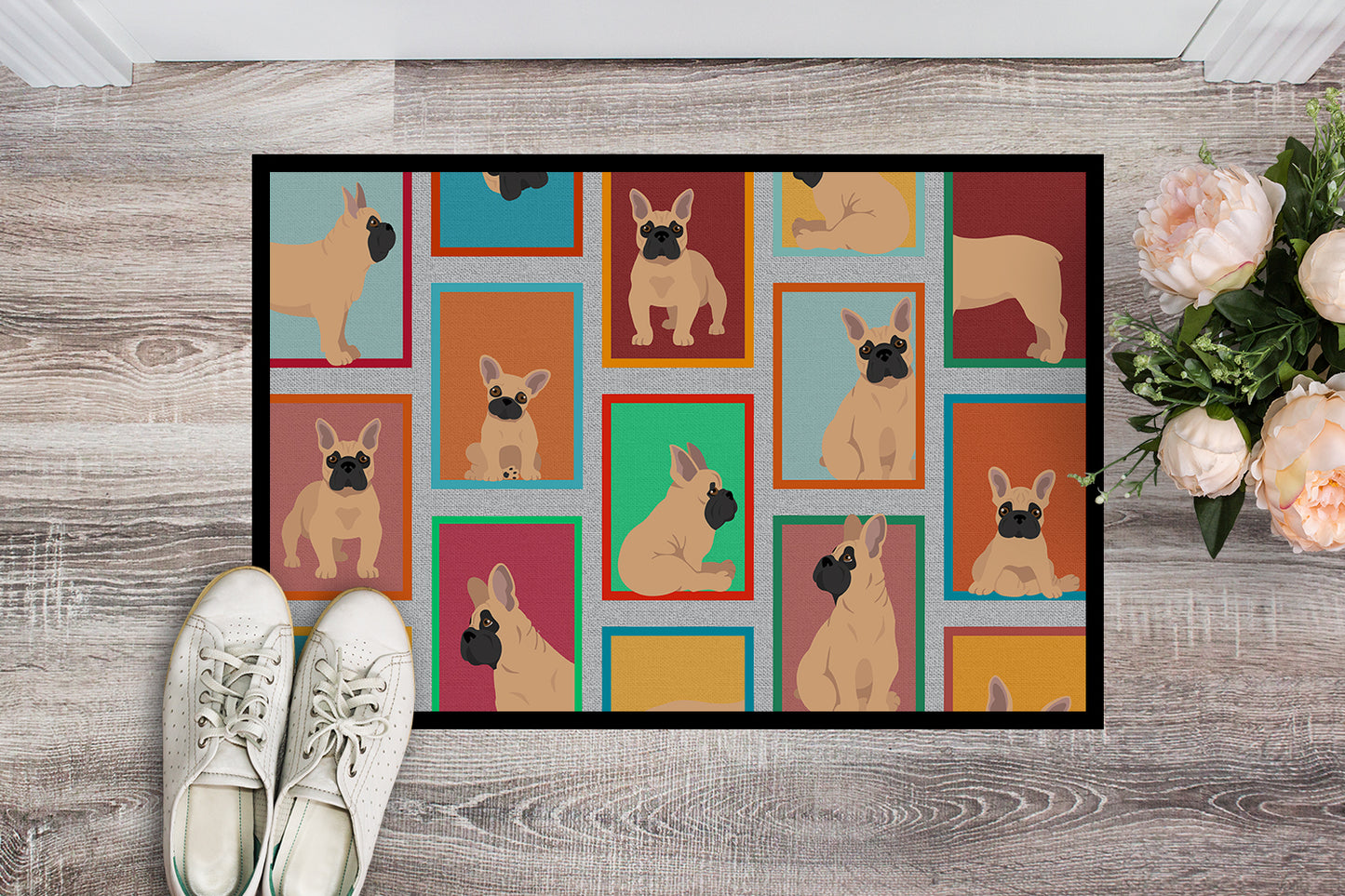 Lots of Fawn French Bulldog Doormat