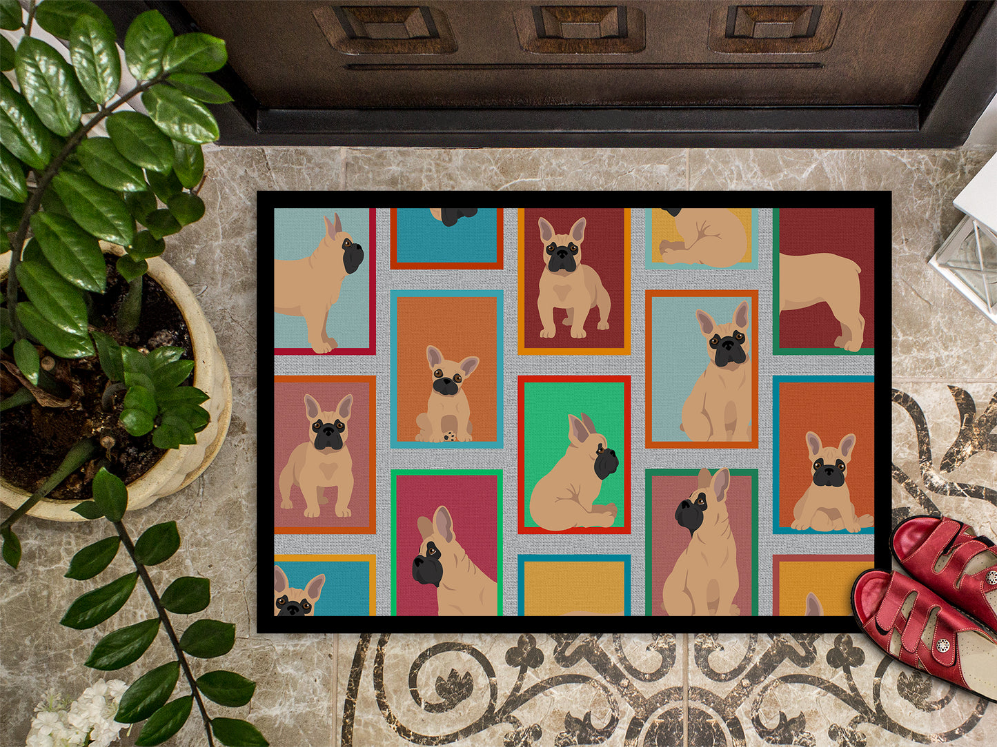 Lots of Fawn French Bulldog Doormat