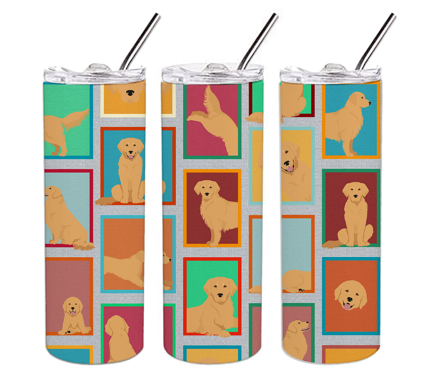 Lots of Golden Retriever Stainless Steel Skinny Tumbler