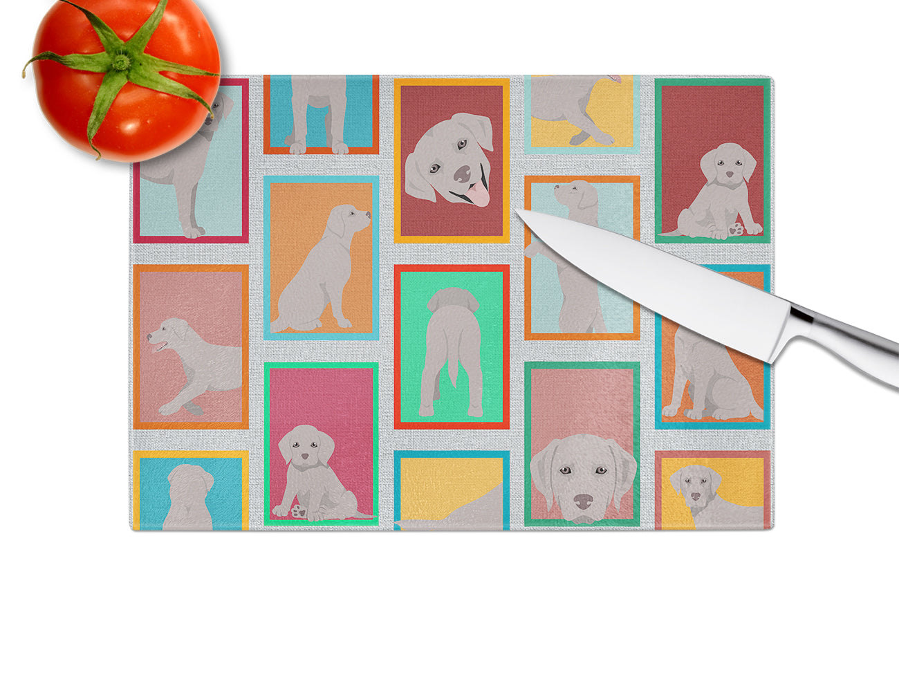 Lots of Grey Labrador Retriever Glass Cutting Board