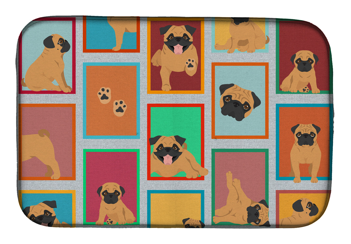 Buy this Lots of Apricot Pug Dish Drying Mat