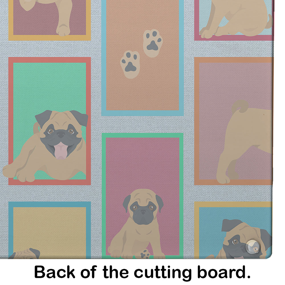 Lots of Apricot Pug Glass Cutting Board