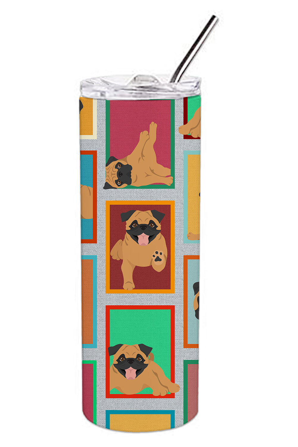 Buy this Lots of Apricot Pug Stainless Steel Skinny Tumbler