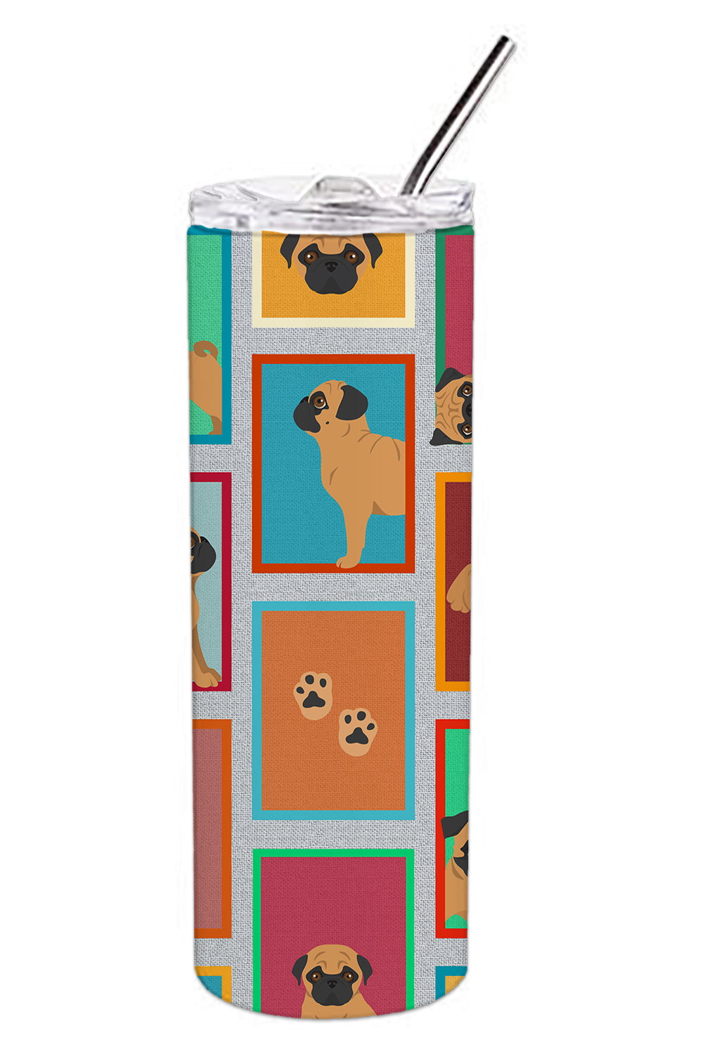 Lots of Apricot Pug Stainless Steel Skinny Tumbler