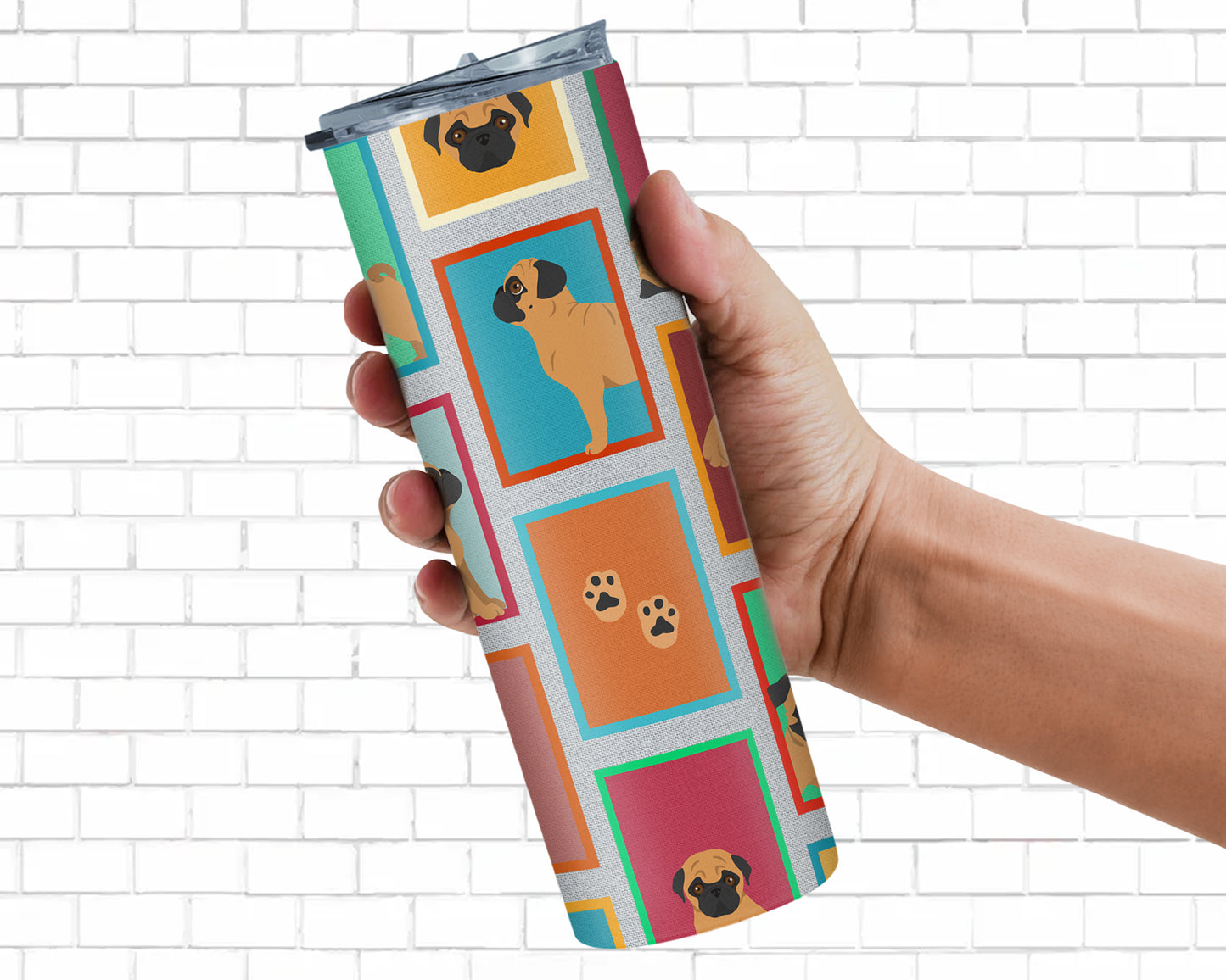 Lots of Apricot Pug Stainless Steel Skinny Tumbler