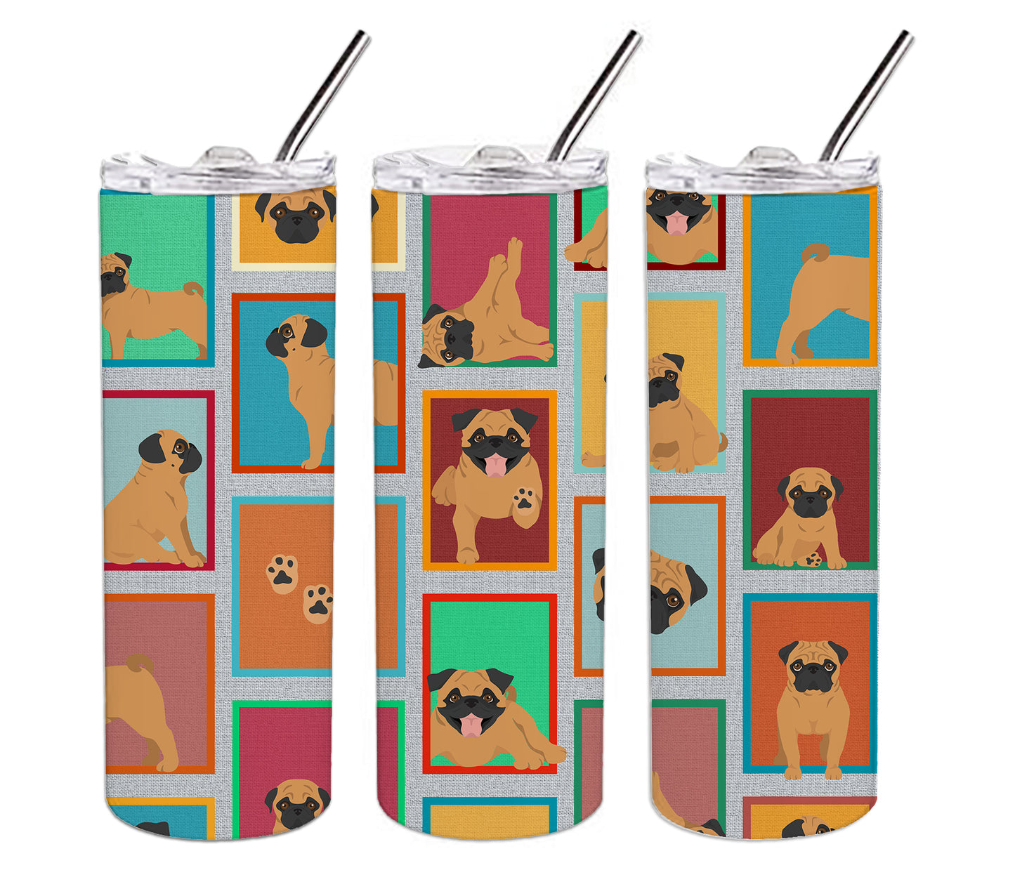 Lots of Apricot Pug Stainless Steel Skinny Tumbler