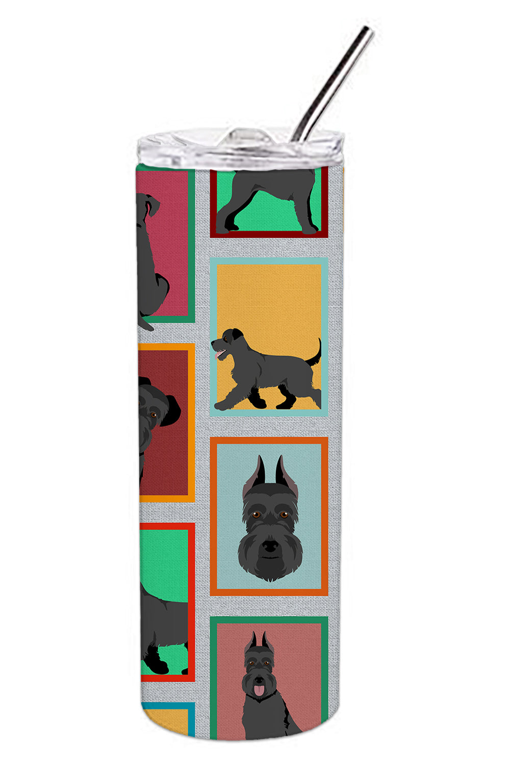 Lots of Black Schnauzer Stainless Steel Skinny Tumbler