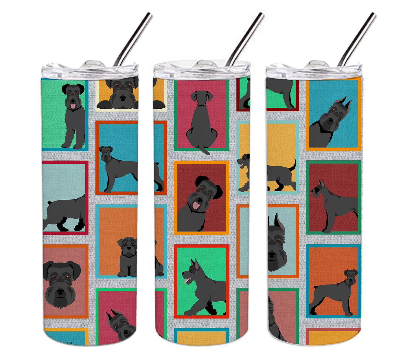 Lots of Black Schnauzer Stainless Steel Skinny Tumbler