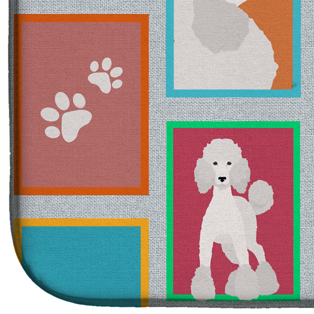 Lots of White Standard Poodle Dish Drying Mat