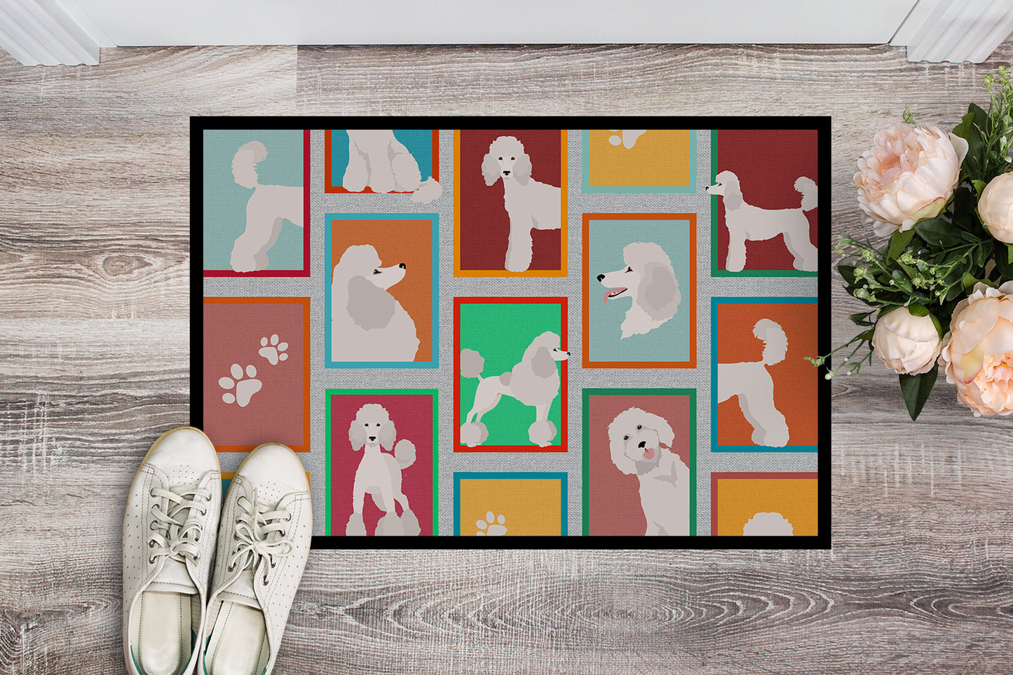 Lots of White Standard Poodle Doormat