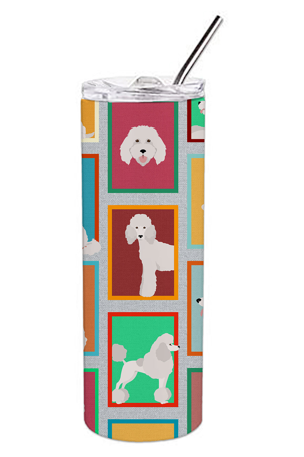 Buy this Lots of White Standard Poodle Stainless Steel Skinny Tumbler