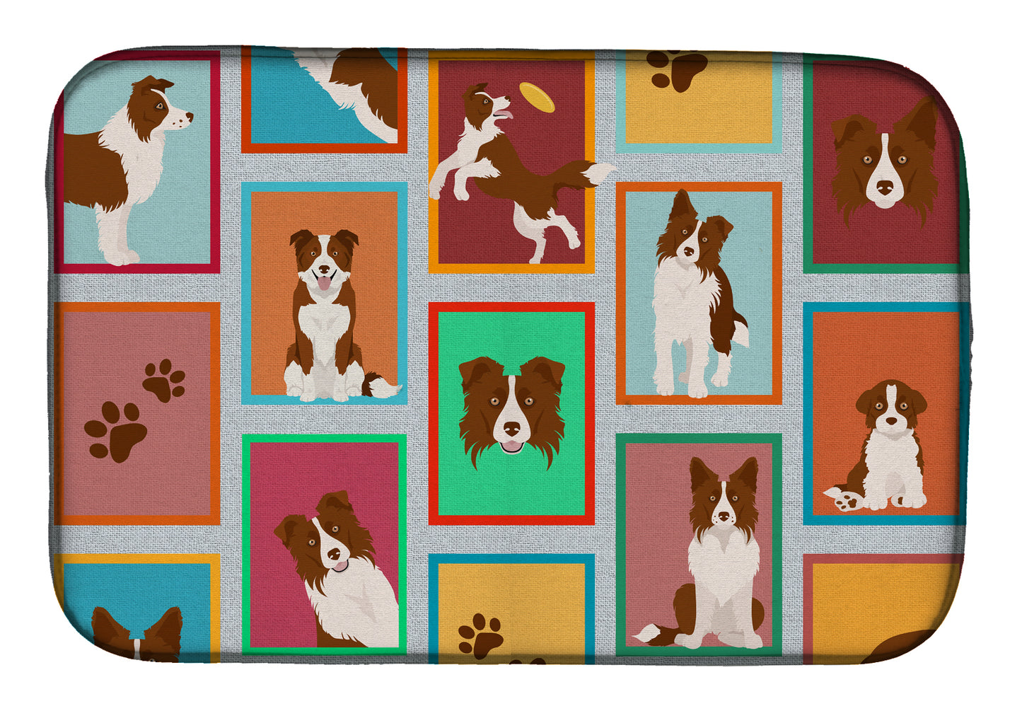 Buy this Lots of Red Border Collie Dish Drying Mat