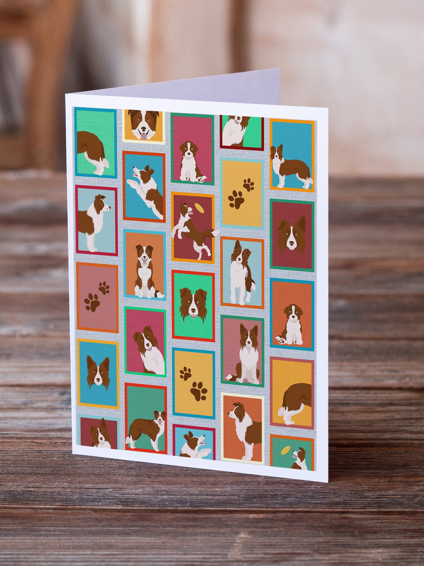 Lots of Red Border Collie Greeting Cards Pack of 8