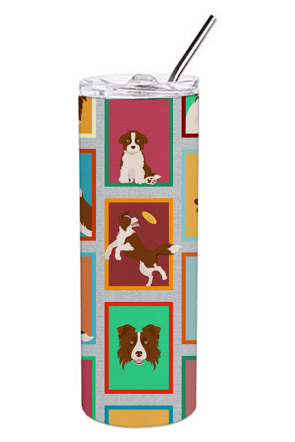 Buy this Lots of Red Border Collie Stainless Steel Skinny Tumbler