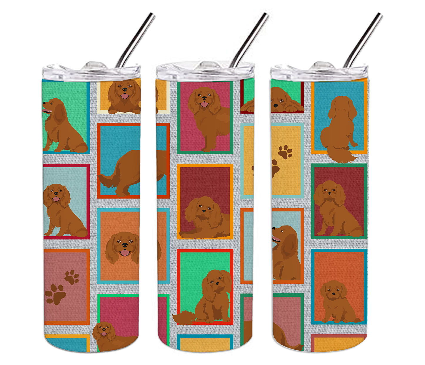 Lots of Ruby Cavalier Spaniel Stainless Steel Skinny Tumbler