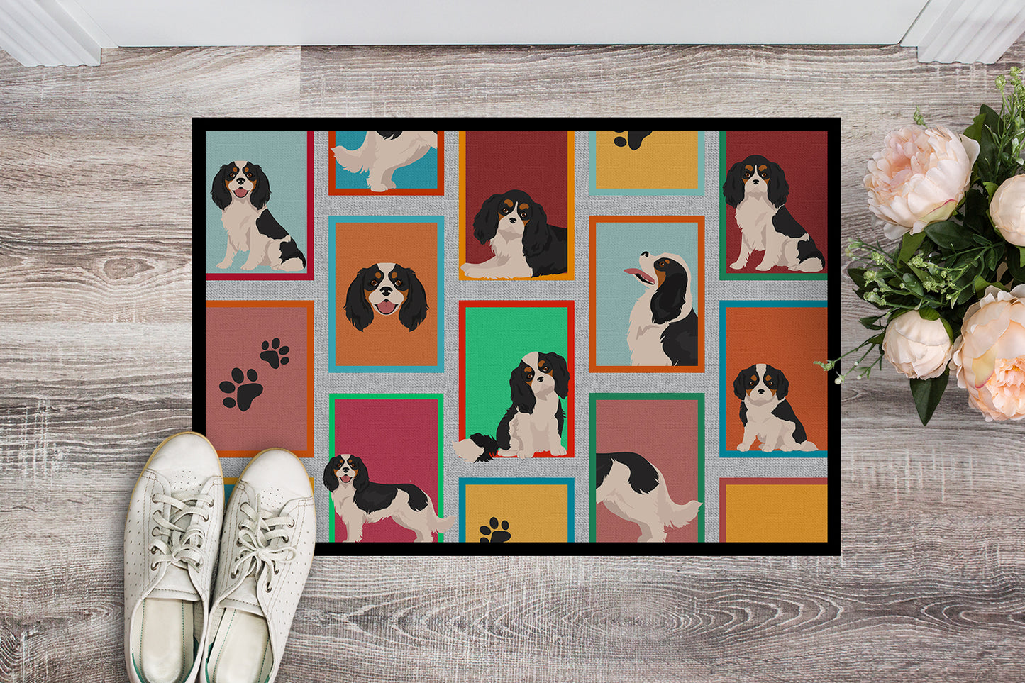 Lots of Tricolor Cavalier Spaniel Doormat