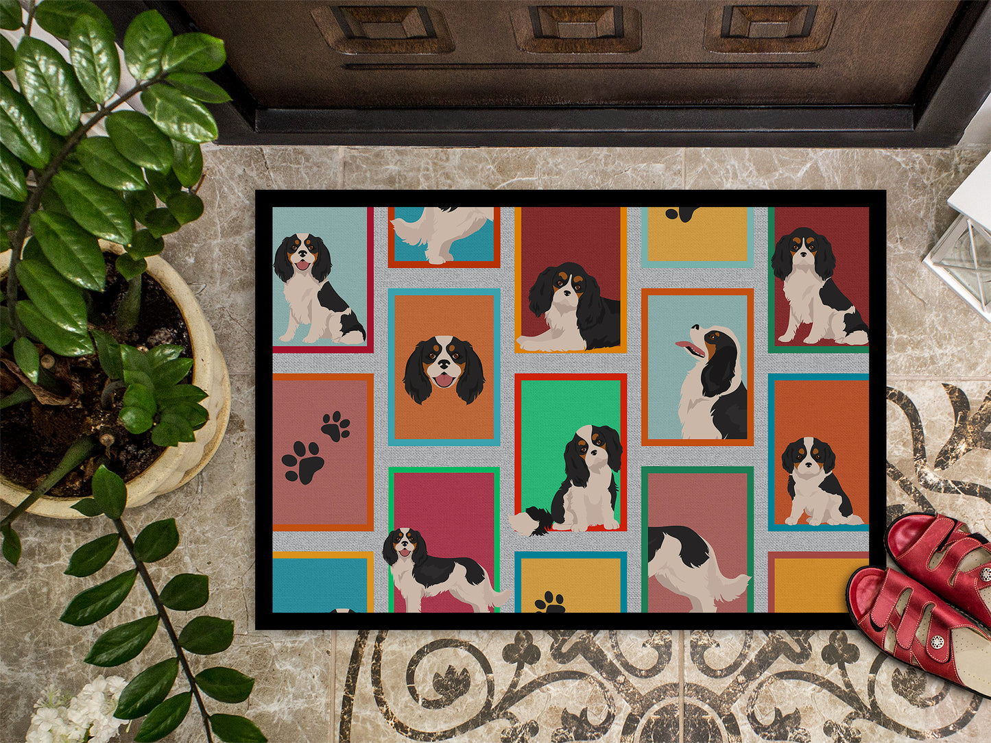 Lots of Tricolor Cavalier Spaniel Doormat