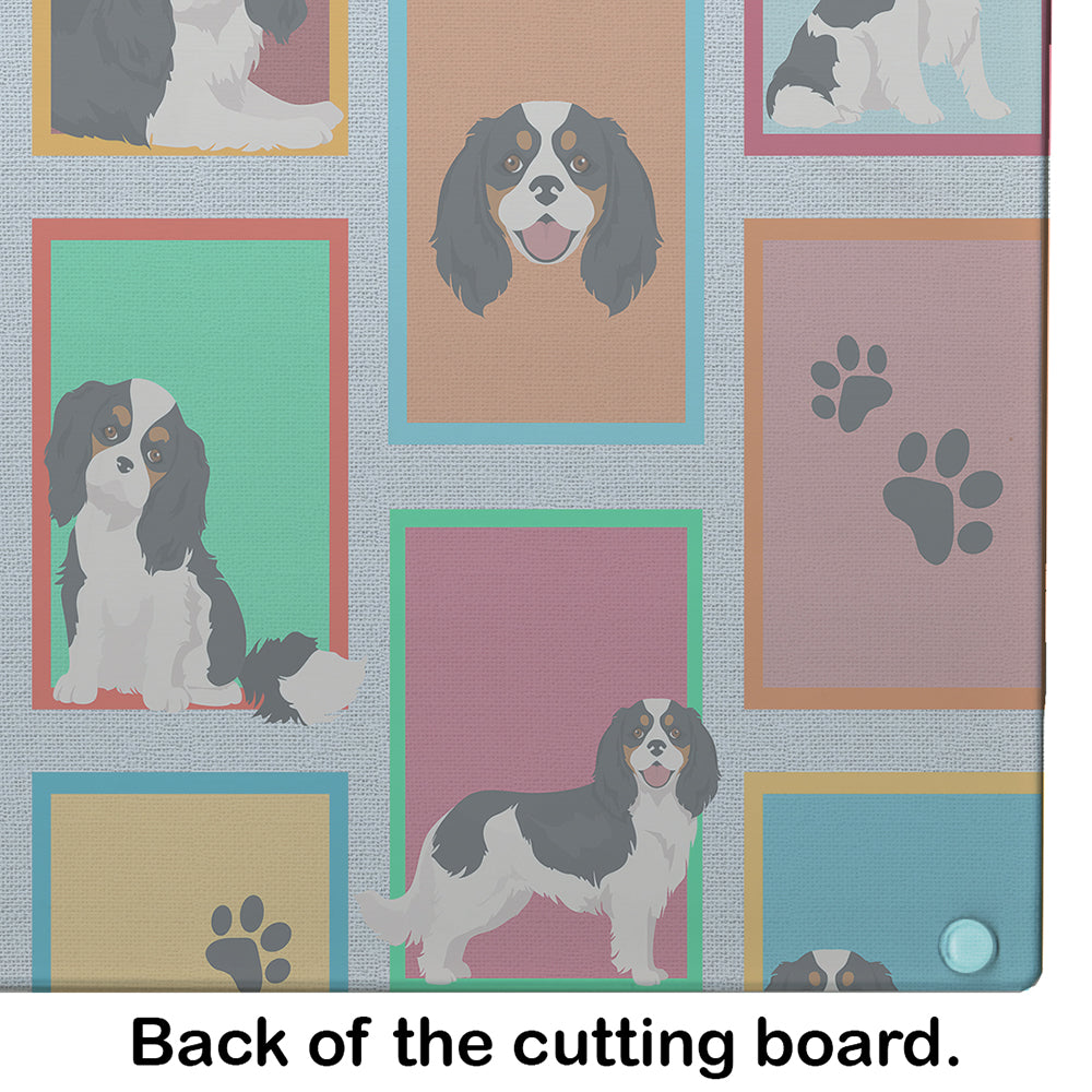 Lots of Tricolor Cavalier Spaniel Glass Cutting Board