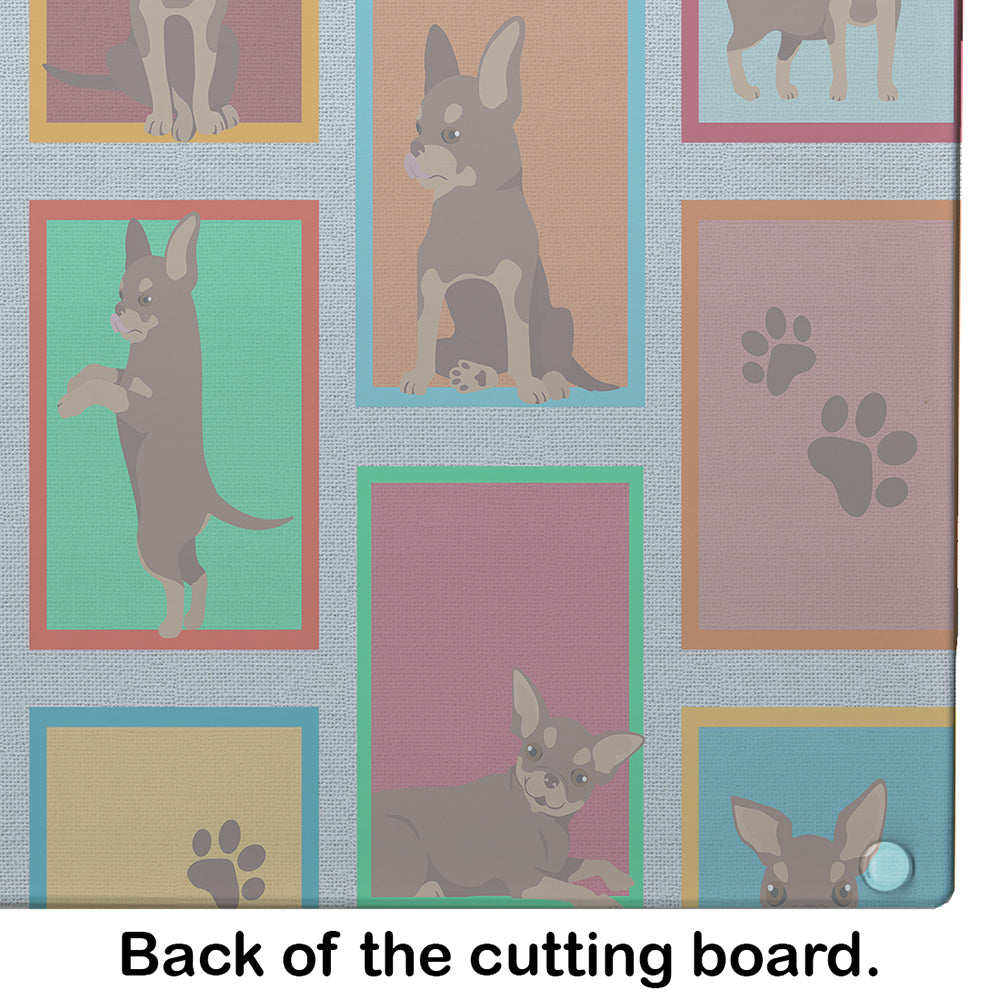 Lots of Chocolate Chihuahua Glass Cutting Board