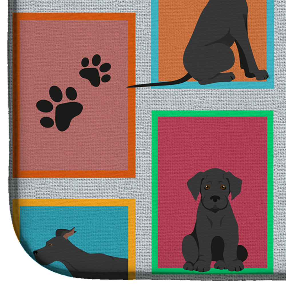 Lots of Black Great Dane Dish Drying Mat